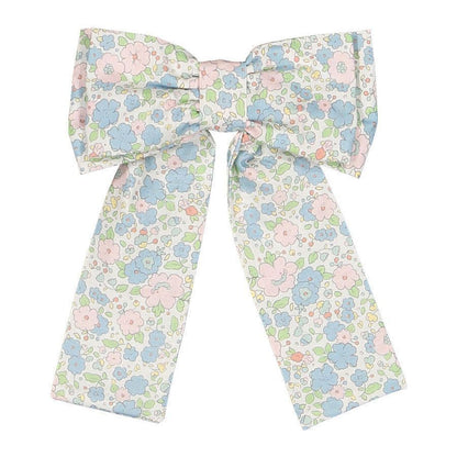 Sal & Pimenta Girls Big Hair Bow on Clip - Sprinkles Blue & Pink Floral
