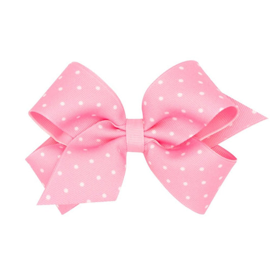 Wee Ones Girls Grosgrain Hair Bow - Tiny Dots - Pearl Light Pink