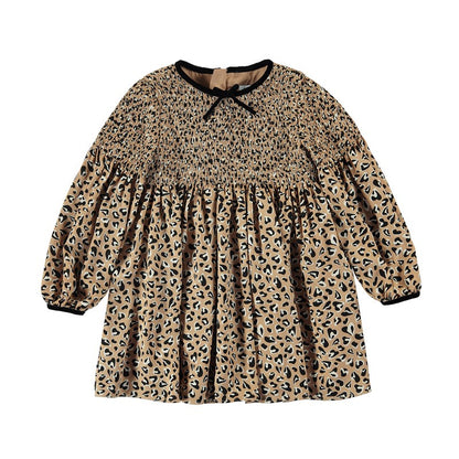 Abel & Lula Girls Leopard Print Smocked Dress