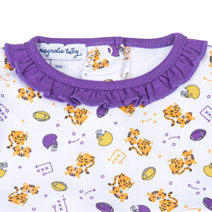 Magnolia Baby LSU Tigers Purple Gold Printed Sleeveless Girl Bubble