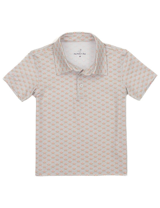 Properly Tied Boys Inlet Polo - Tan Baseballs