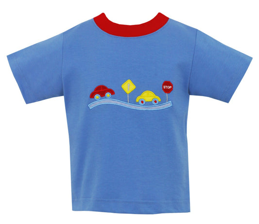 Claire & Charlie Boys Shirt - Periwinkle Blue with Highway Traffic by Claire & Charlie