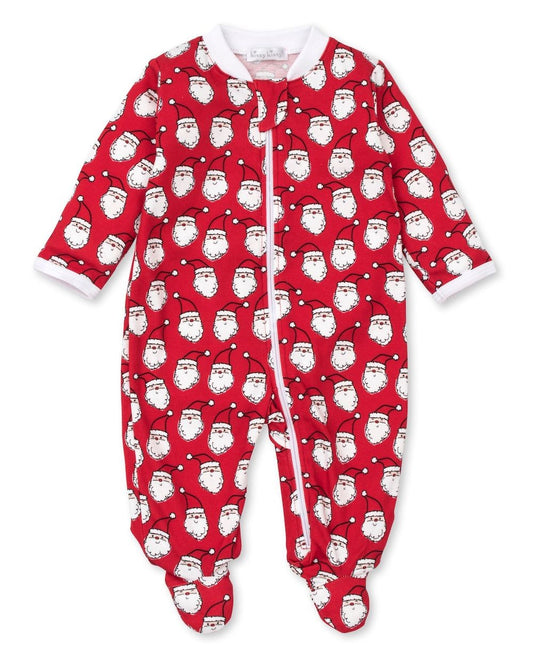 Kissy Kissy Baby Footie with Zipper - Red HO HO HO Santa Claus Print