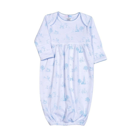 Baby Loren Boys Blue Toile Gown