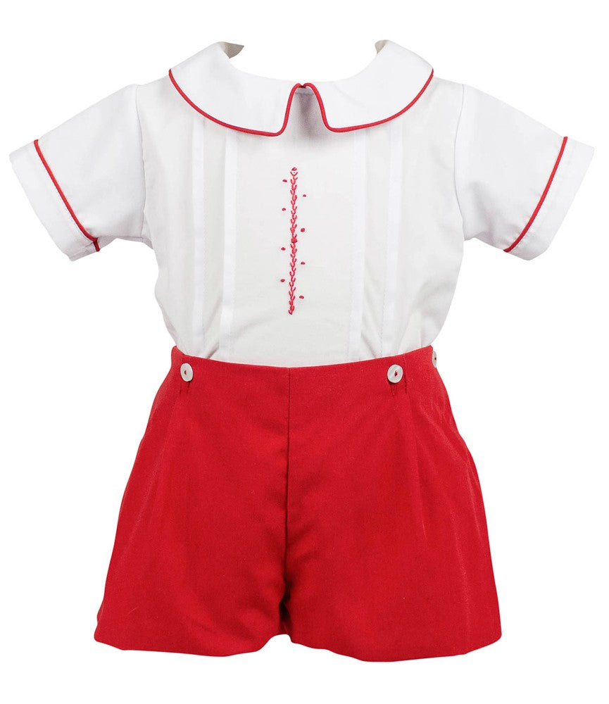 Proper Peony Toddler Boys Ruby Red Christmas Short Set