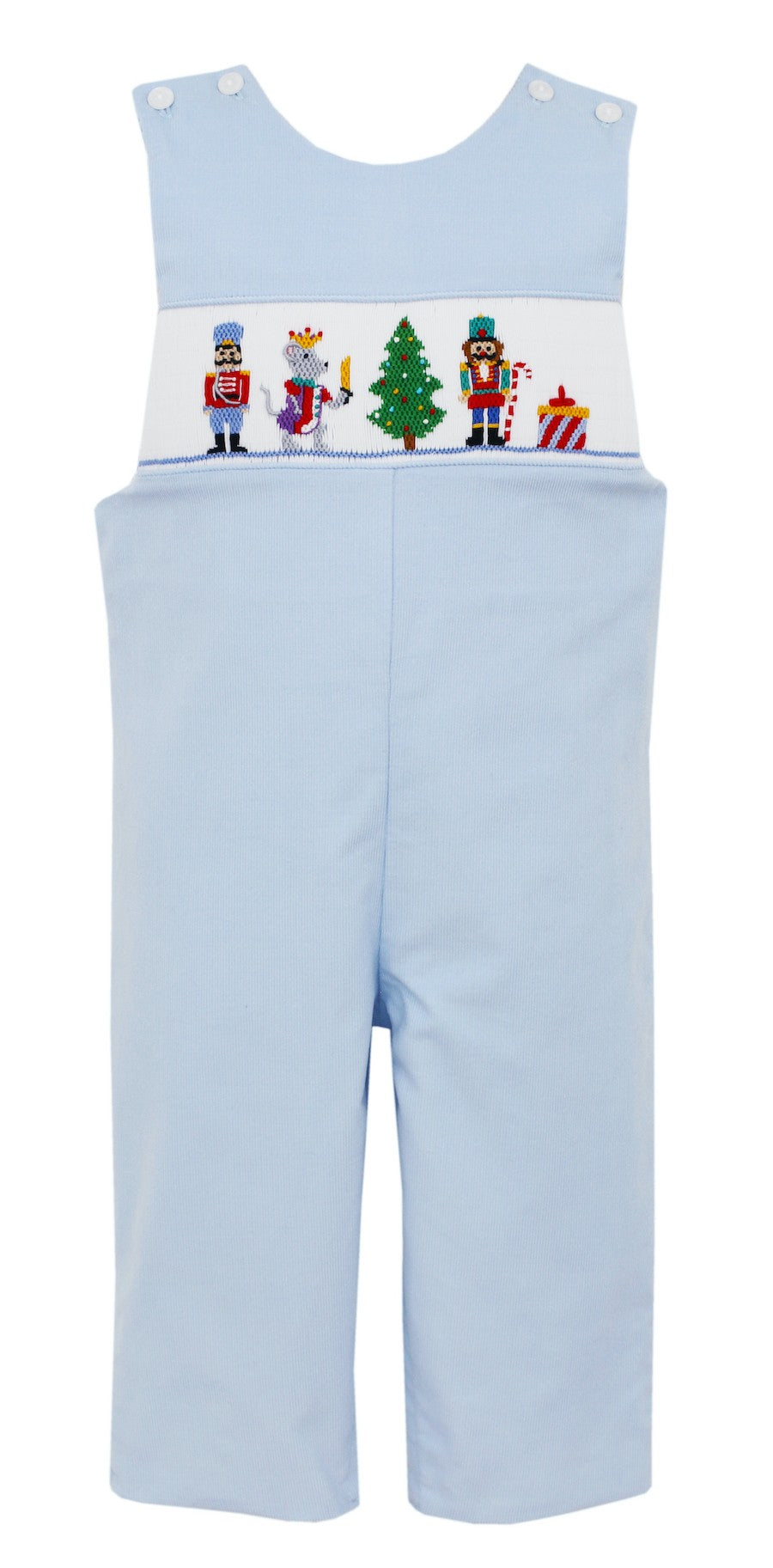 Anavini Baby / Toddler Boys Light Blue Cord Longall - Smocked Nutcrackers