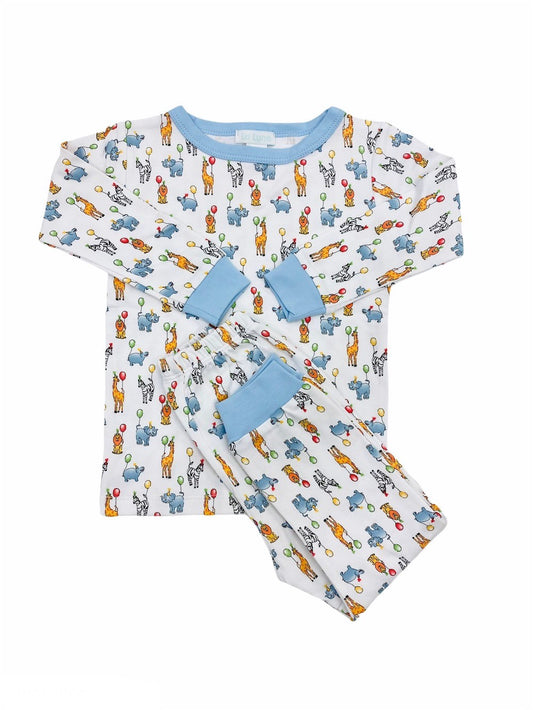 La Luna Pajamas - Animal Birthday Party - Blue