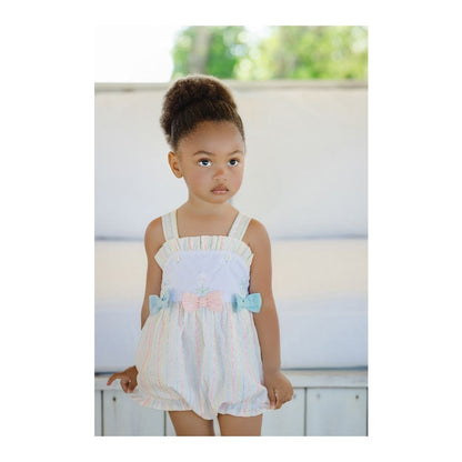 Sal & Pimenta Girls Bubble - Neon Pastel Stripes with Bows on Front