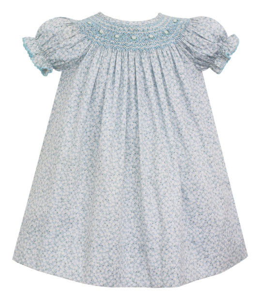 Petit Bebe Baby / Toddler Girls Smocked Bishop Dress - Light Blue Floral by Petit Bebe