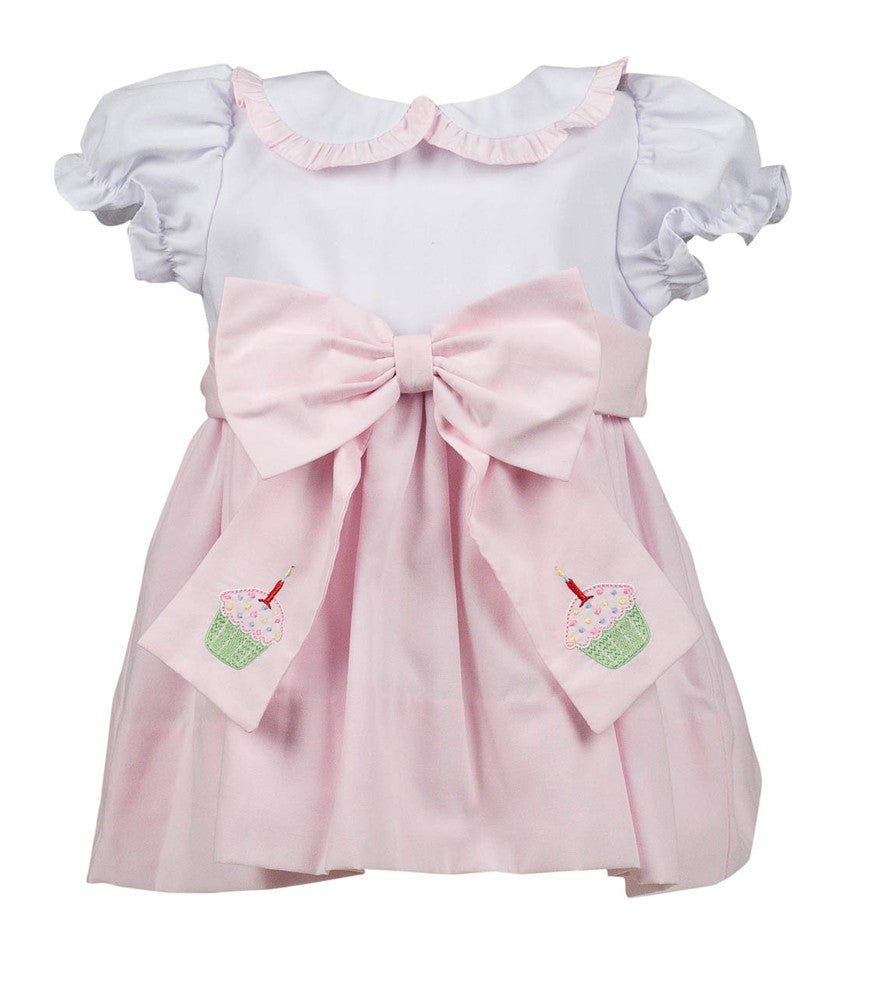 Proper Peony Girls Switch Sash Dress - Pink Birthday Cupcake