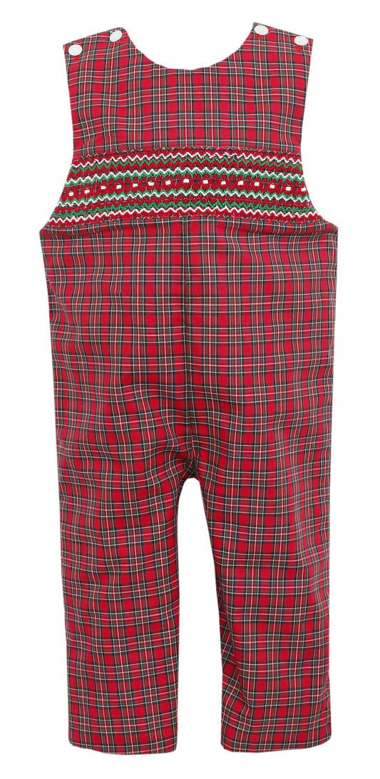 Petit Bebe Baby / Toddler Boys Red Holiday Plaid Smocked Longall