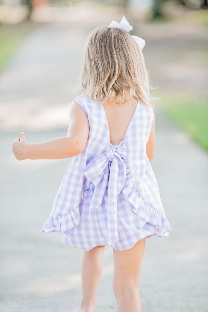 James & Lottie Girls Mae Swing Top & Bloomers Set - Lavender Check
