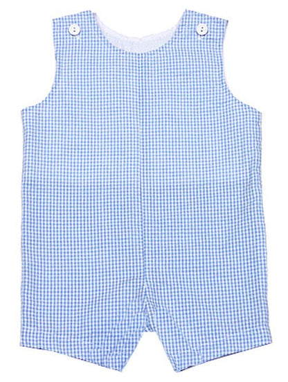 Funtasia Color Works Infant / Toddler Boys Gingham Seersucker Jon Jon - Light Blue