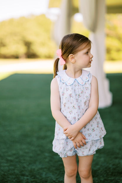 Proper Peony Toddler Girls Bea Blue Floral Dotted Swiss Bloomers Set