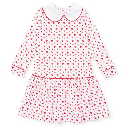 Lila & Hayes Girls Lillian Dress - Pink & Red Heart to Heart Valentines