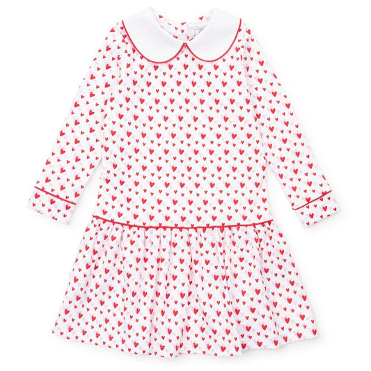 Lila & Hayes Girls Lillian Dress - Pink & Red Heart to Heart Valentines