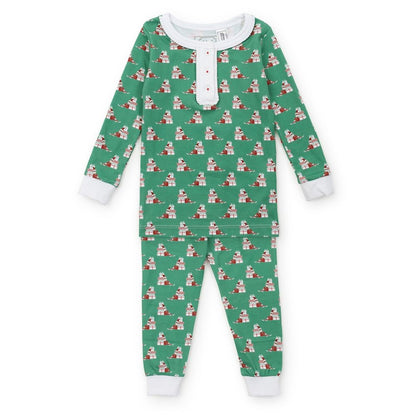 Lila & Hayes Girls Alden Pajamas Set - Green Santa's Helper Elf