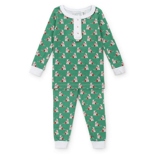 Lila & Hayes Girls Alden Pajamas Set - Green Santa's Helper Elf