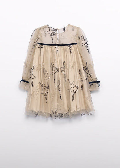 Abel & Lula Girls Golden Wheat Ballerina Tulle Dress