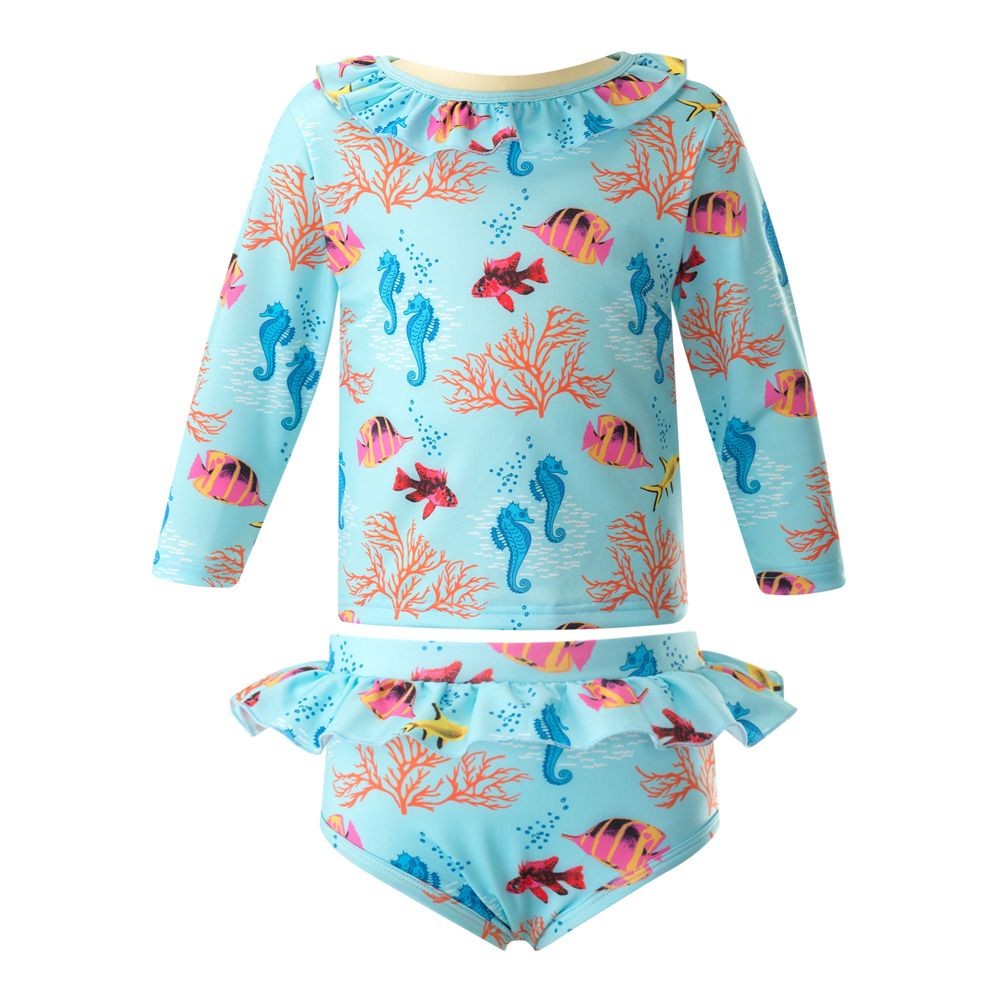 Rachel Riley London Girls Rashguard Swim Set - Coral Reef