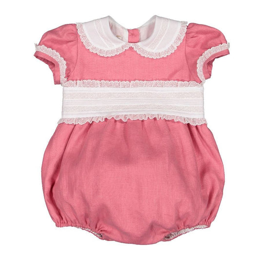 Sal & Pimenta Girls Cummerbund Bubble - Raspberry Pink Linen
