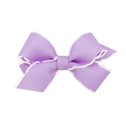 Wee Ones Girls Classic Moonstitch Bow on Clip - Lavender with White
