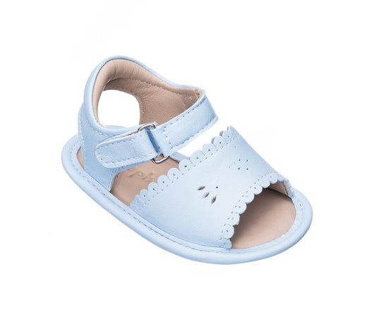 Elephantito Baby Shoes - Girls Scallop Sandals - Light Blue
