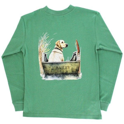 Bailey Boys J. Bailey Logo Tee Shirt - Green with Dog in Boat