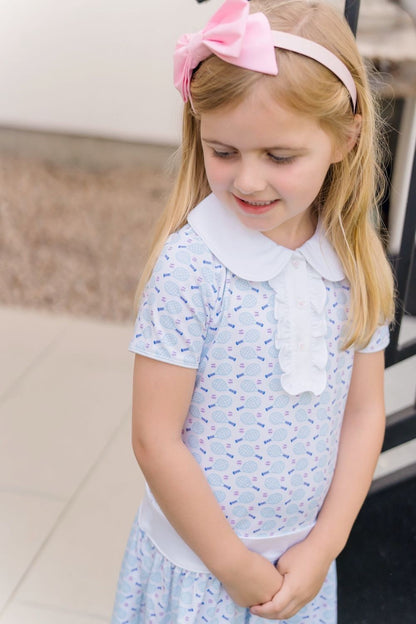 Lila & Hayes Girls Sydney Pima Cotton Dress - Tennis Match