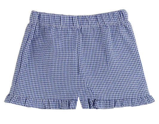Color Works by Funtasia Girls Ruffle Shorts - Seersucker - Navy Blue by Funtasia