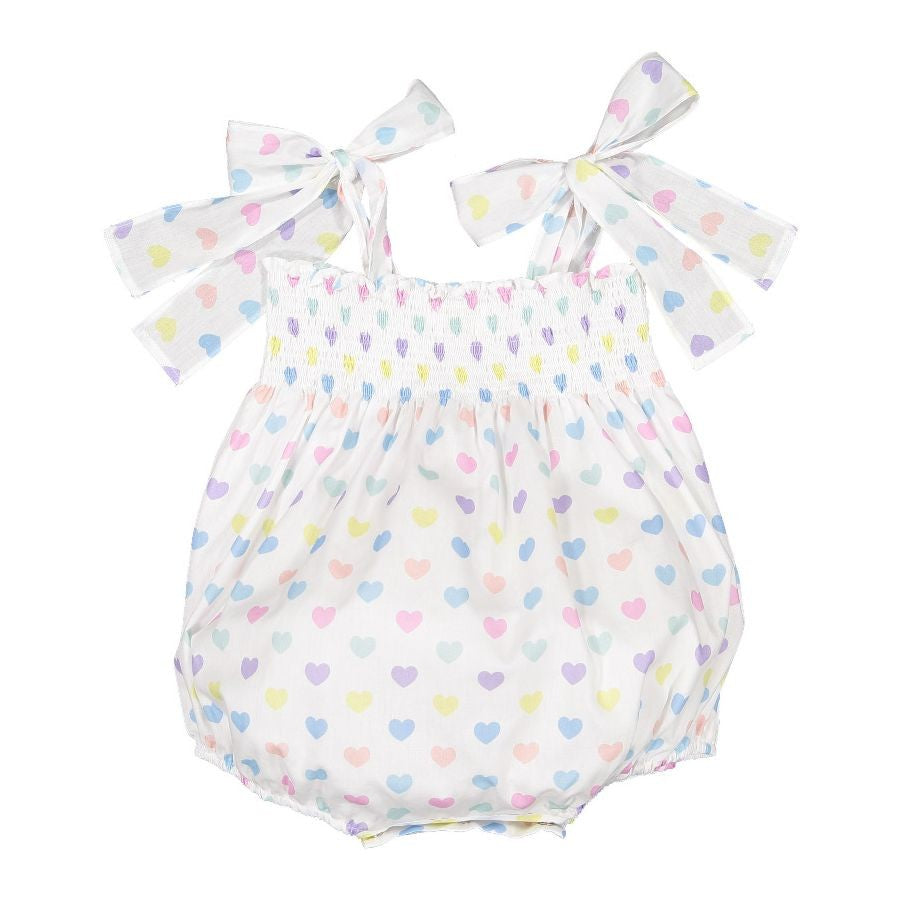 Sal & Pimenta Girls Bubble - Pastel Funny Hearts - Smocked with Ties