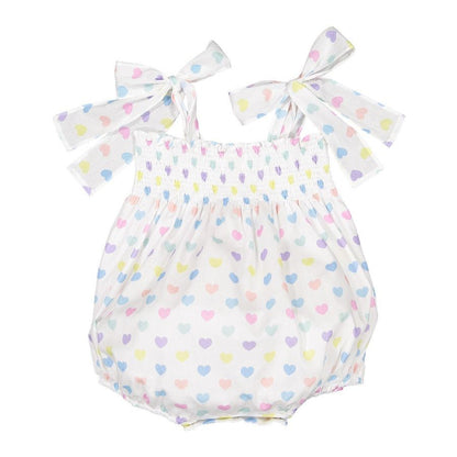 Sal & Pimenta Girls Bubble - Pastel Funny Hearts - Smocked with Ties
