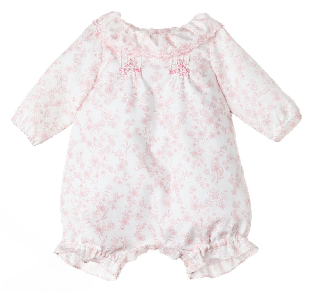 Luli & Me Baby Girls Bubble with Bonnet - Pink English Floral
