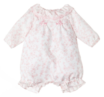 Luli & Me Baby Girls Bubble with Bonnet - Pink English Floral