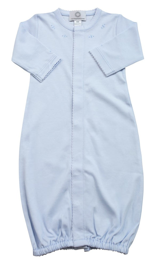 Proper Peony Layette - Pima Converter Gown - Blue