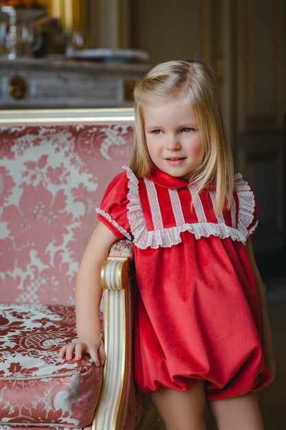 Sal & Pimenta Girls Dressy Bubble - Velvet - Carmine Red