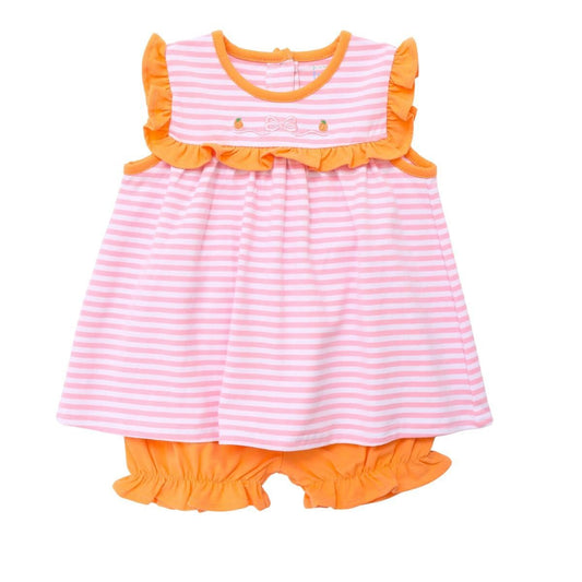 Itsy Bitsy Girls Pink Striped Pumpkin Bloomers Set