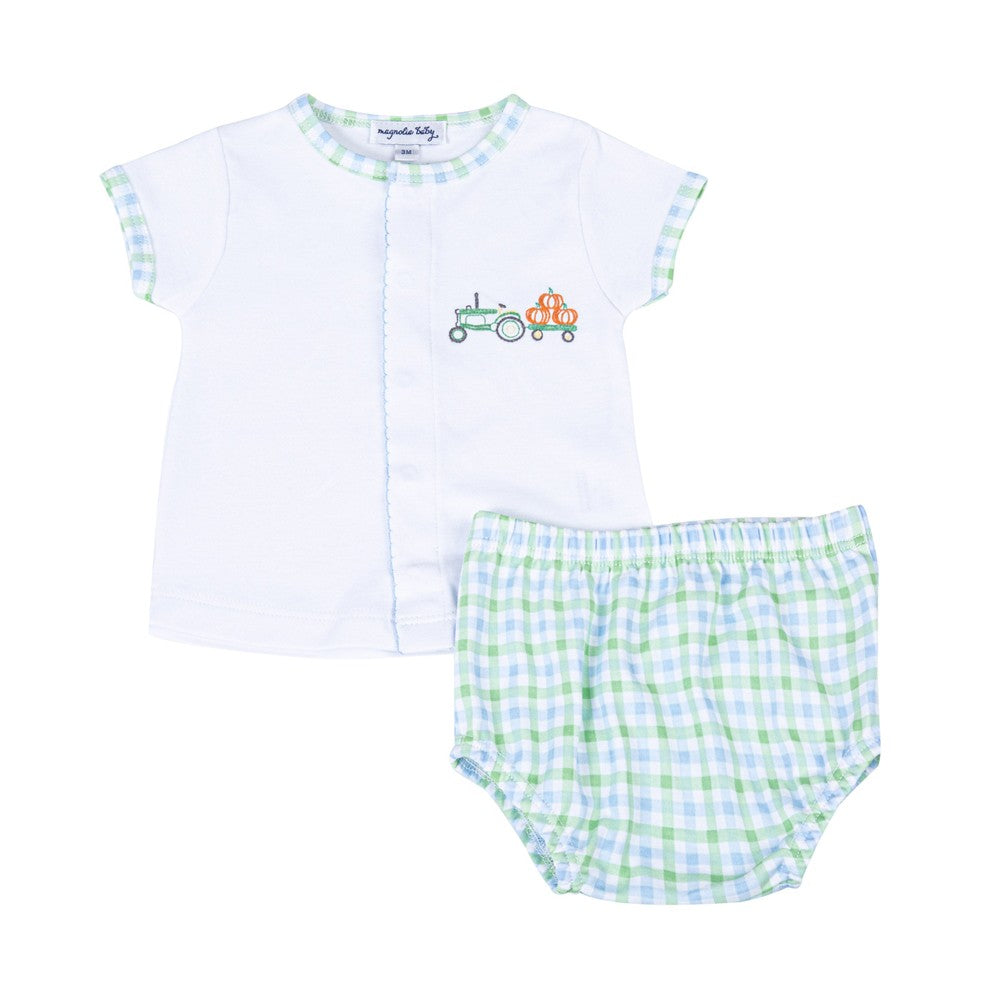 Magnolia Baby Vintage Pumpkin Picking Blue Diaper Set