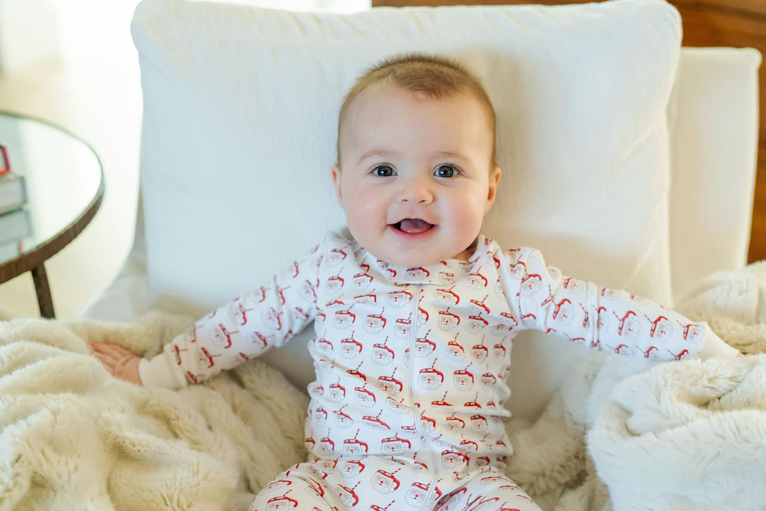 Lila & Hayes Baby Parker Zipper Pajamas - Red Hot Cocoa Santa