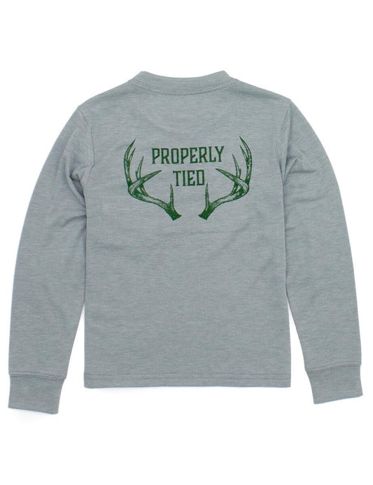 Properly Tied Portland Pocket Tee Shirt - Moss Grey Antlers