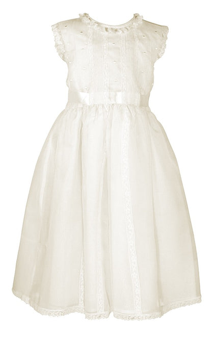 Luli & Me Girls Silk Organza Sleeveless Special Occasion Dress - Ivory