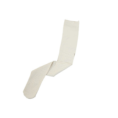 Abel & Lula Girls Ivory Shimmer Gold Polka Dot Tights
