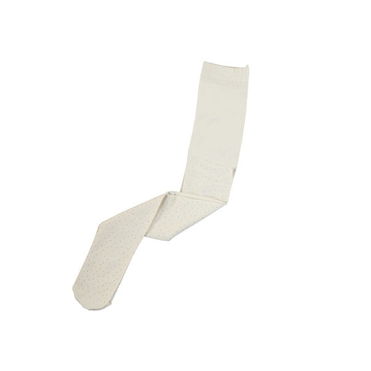Abel & Lula Girls Ivory Shimmer Gold Polka Dot Tights