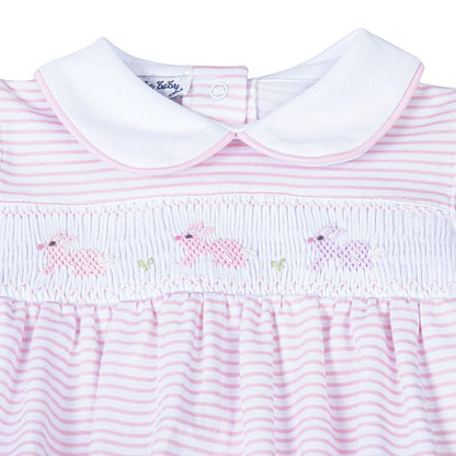 Magnolia Baby Girls Pink Hoppity Hop Bunny Classics Smocked Flutters Bubble