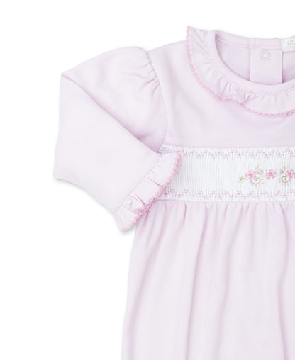 Kissy Kissy Baby Girls Footie - Pink - Smocked with Flowers