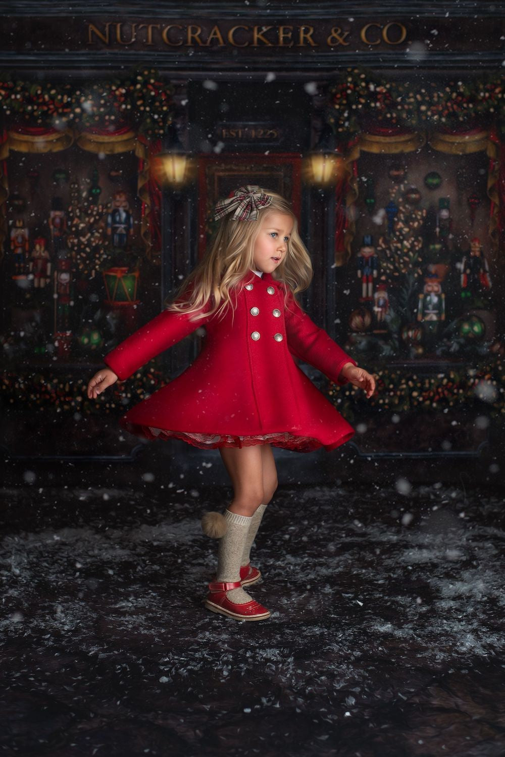 Marae Girls Dress Coat - Double Breasted Twirl Coat - Red