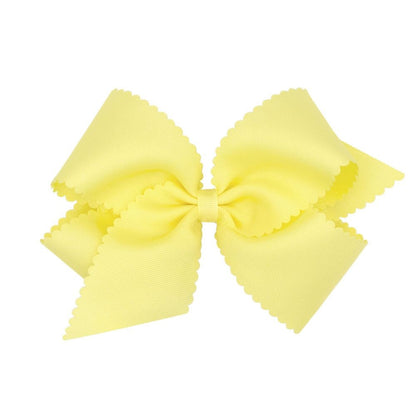 Wee Ones Girls Grosgrain Hair Bow on Clip - Scallop Edge - Yellow