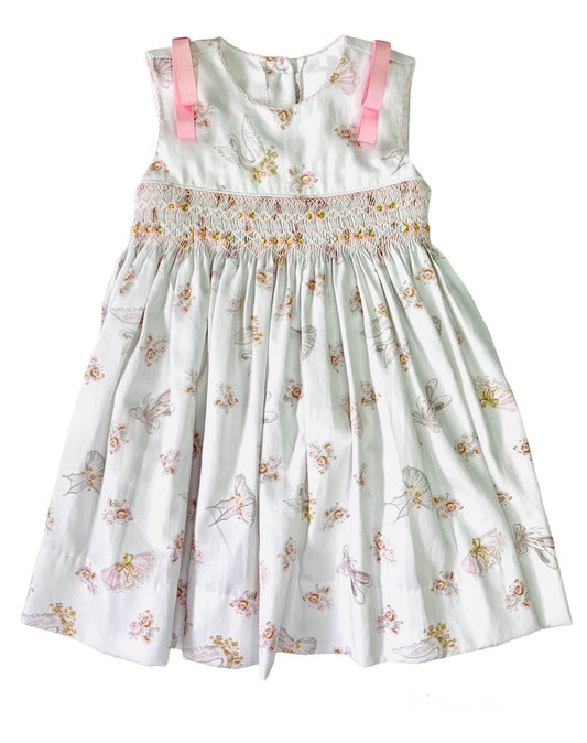 The Best Dressed Child Girls Pink Swan Lake Ballet Smocked Dress - Bows on Shoulders