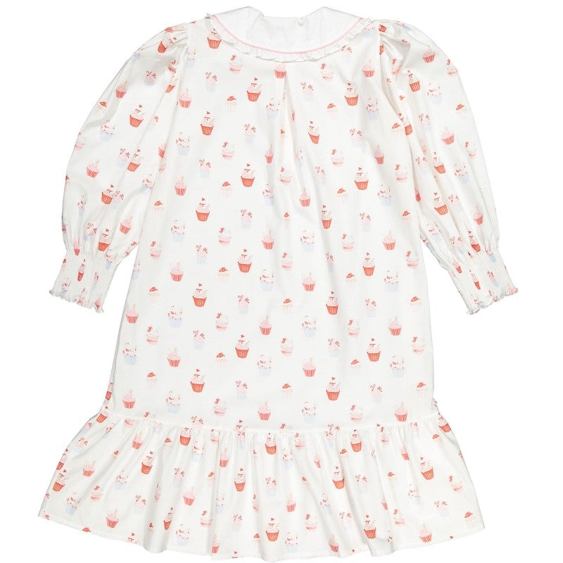 Sal & Pimenta Girls Holiday Nightgown - Pink Merry Christmas Cupcakes