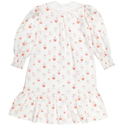 Sal & Pimenta Girls Holiday Nightgown - Pink Merry Christmas Cupcakes